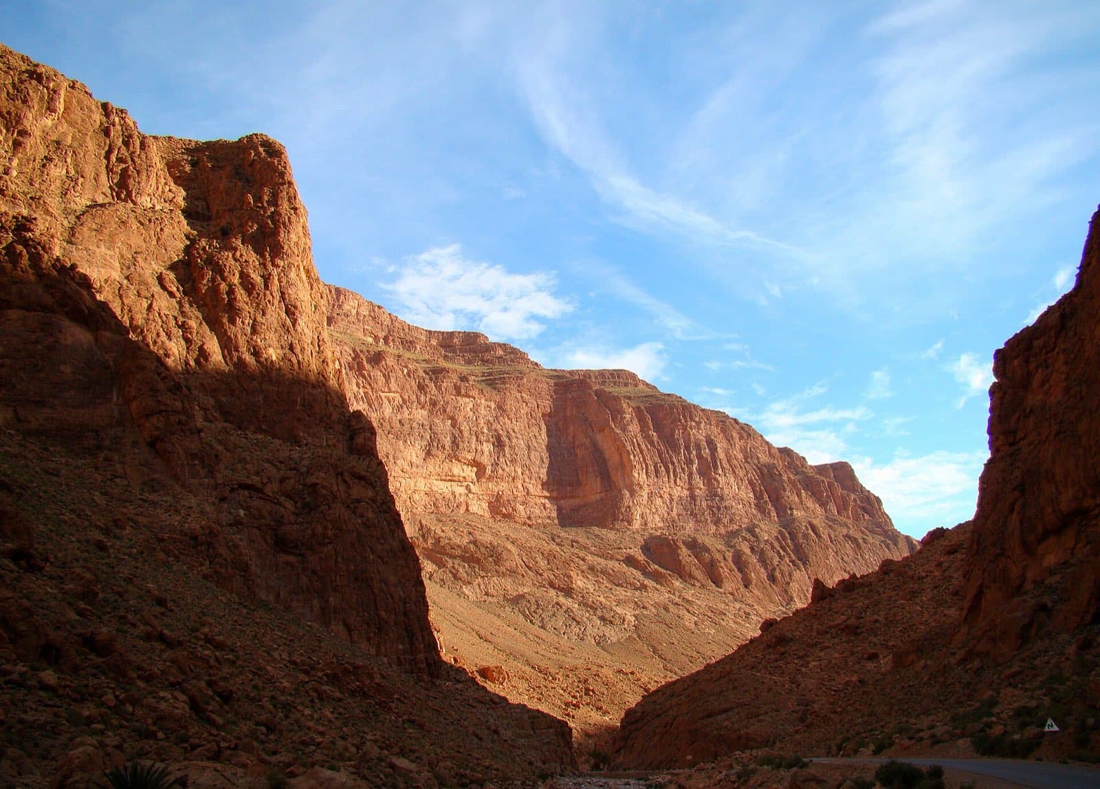 Morning light on the cliffs of the Todra Gorge